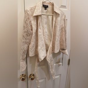 NWT, Spenser Jeremy, Ivory, Lace Wrap Blouse, Size 6, Y2K, Vintage